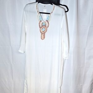 NEW!!!   ORDERPLUS SHEET KAFTAN WITH PAINTED NECKLACE. SIZE SMALL.